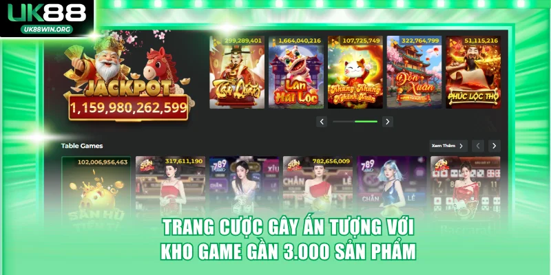 Trang cược gây ấn tượng với kho game đồ sộ gần 3.000 sản phẩm