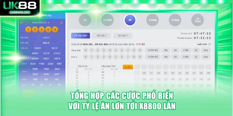 Tổng hợp các cược phổ biến với tỷ lệ ăn lớn tới x8800 lần